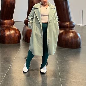 Green faux leather coat